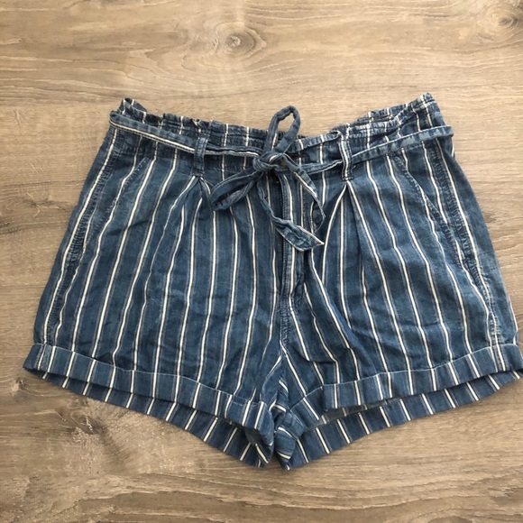 Pants - Striped Jean Shorts